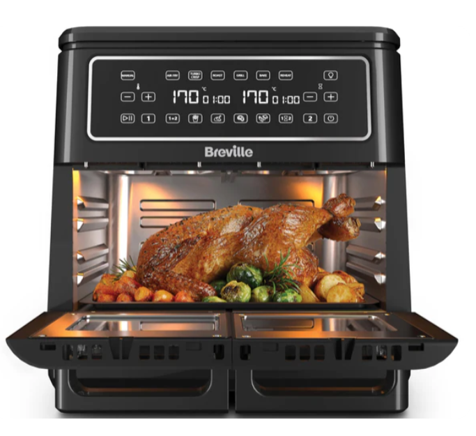 Breville   Halo   Flexi   Air   Fryer   Digital   Dual   Air   Fryer   Oven   11L:   Serves   10+   People   FryBakeGrillRoast   &   Reheat   2400   W