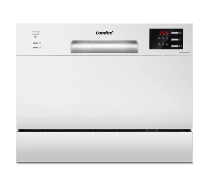 COMFEE'   Table   Top   Dishwasher   with   6   Place   Settings,   Mini   Countertop   Dishwasher   for   Small   Families,   Couples,   LED   display,   Delay   Start,   47dB   Quiet   Noise,   White