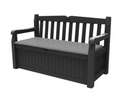 Keter   Eden   Bench   265L   Outdoor   60%   recycled   Garden   Furniture   Storage   Box   Graphite   &   Light   Grey